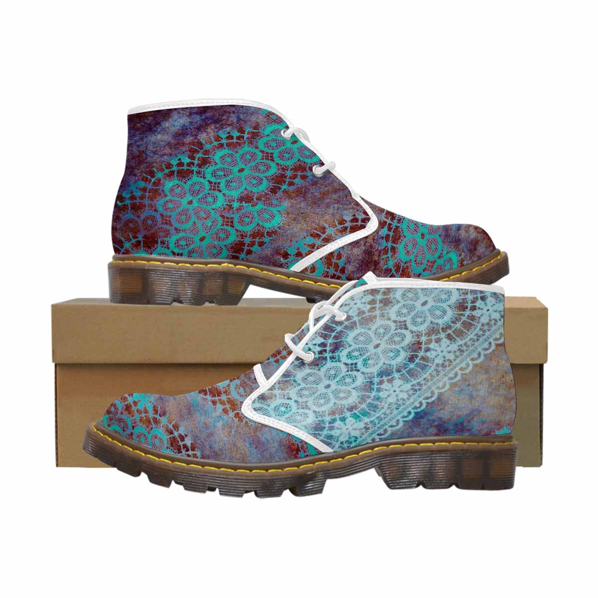 Lace Print, Cute comfy womens Chukka boots, design 37