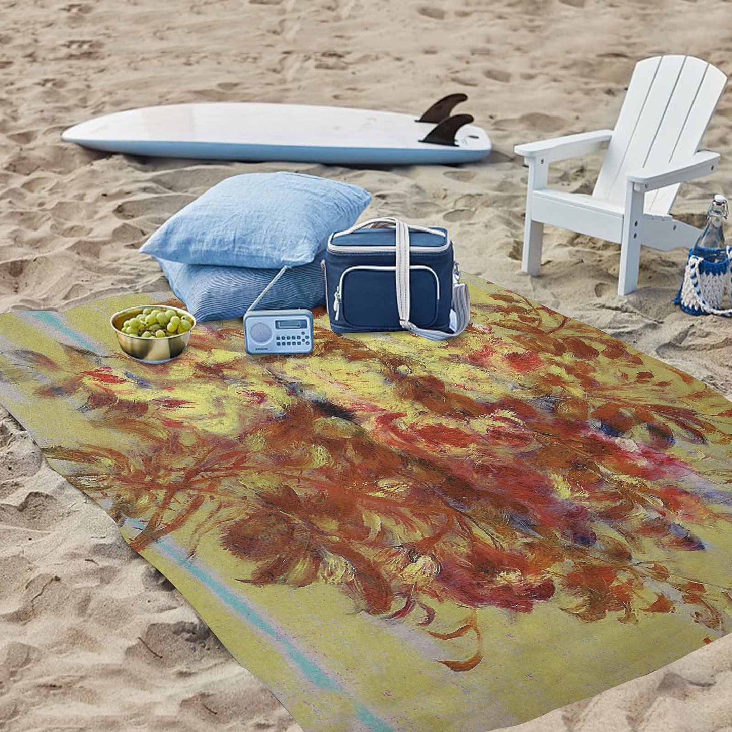 Vintage Floral waterproof picnic mat, 81 x 55in, Design 11