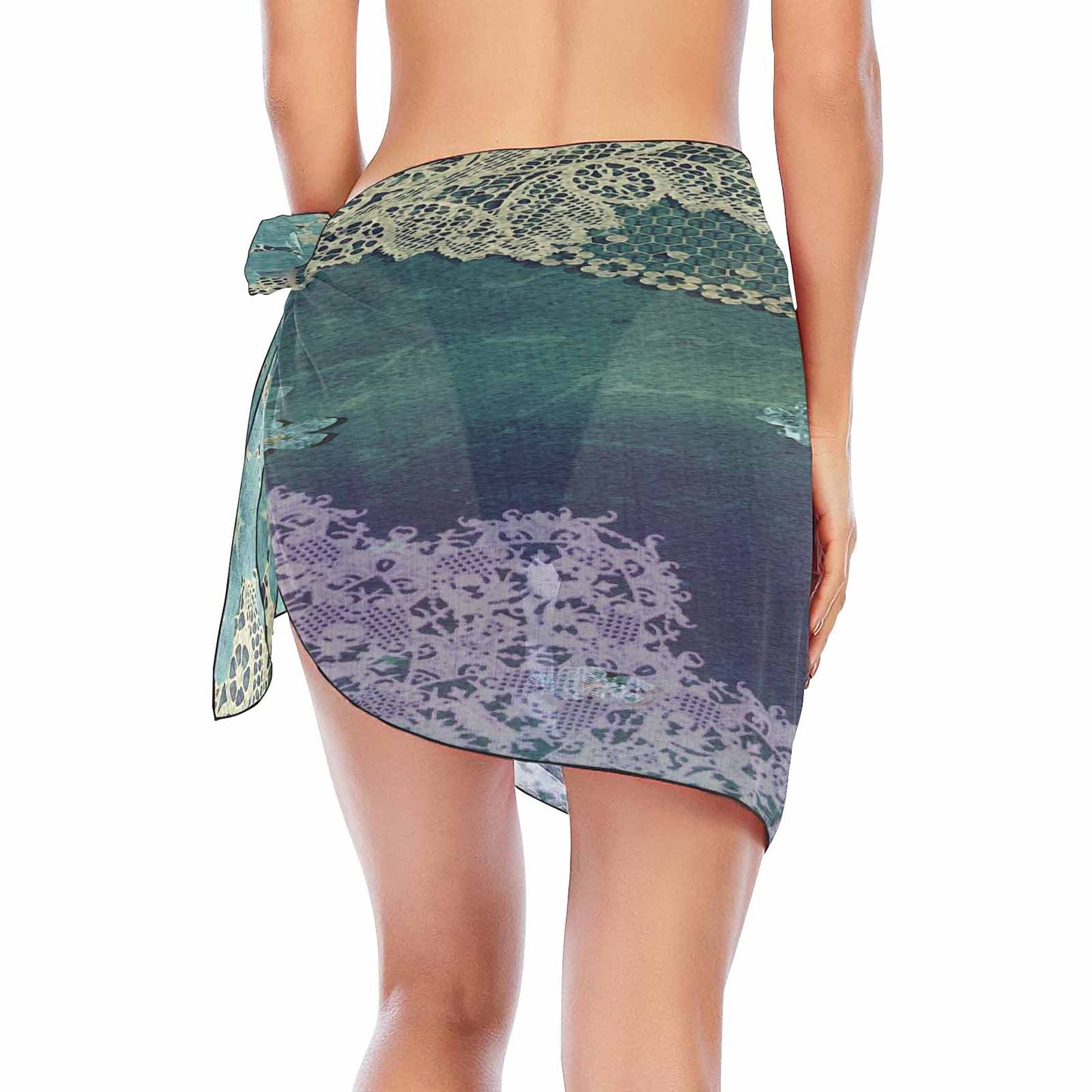 Beach Sarong, cover up, Printed Lace, Victorian lace design 05