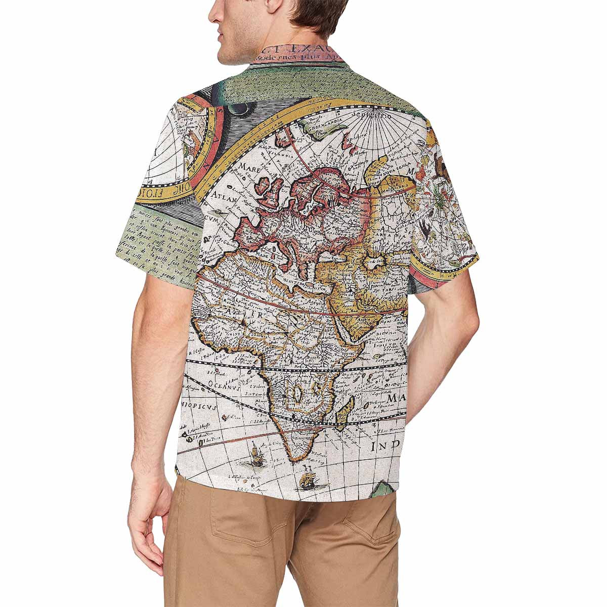 Antique Map design Hawaiian mens shirt, Design 31