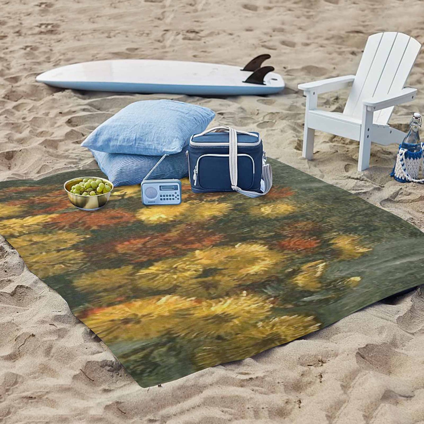 Vintage Floral waterproof picnic mat, 61 x 55in, Design 28