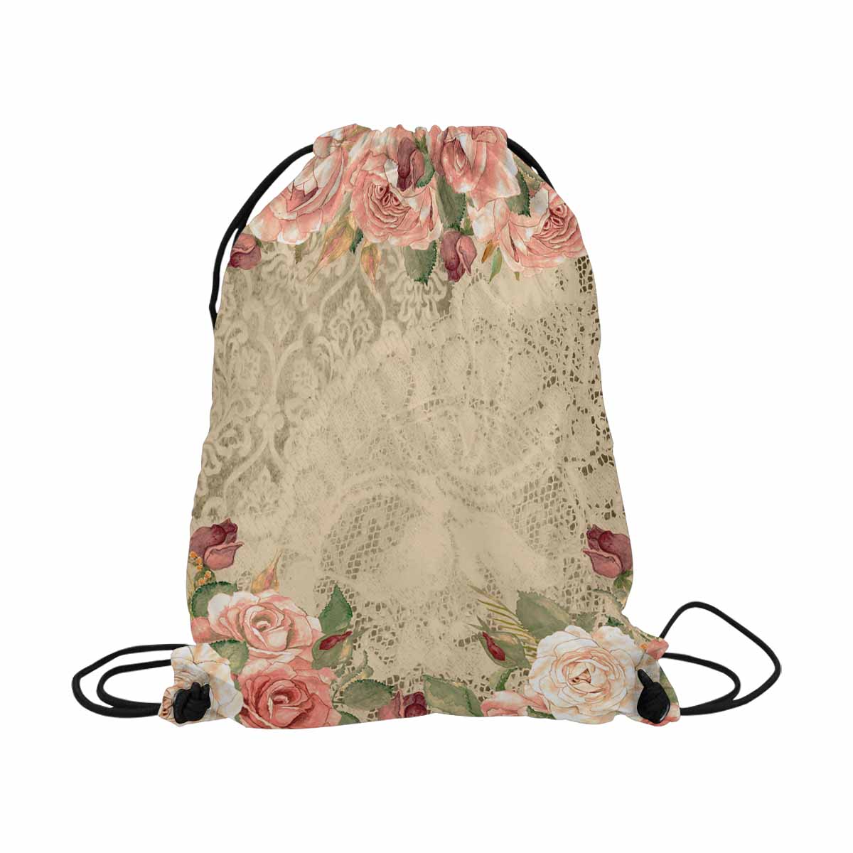 Victorian lace DRAWSTRING BAG, LARGE, design 25