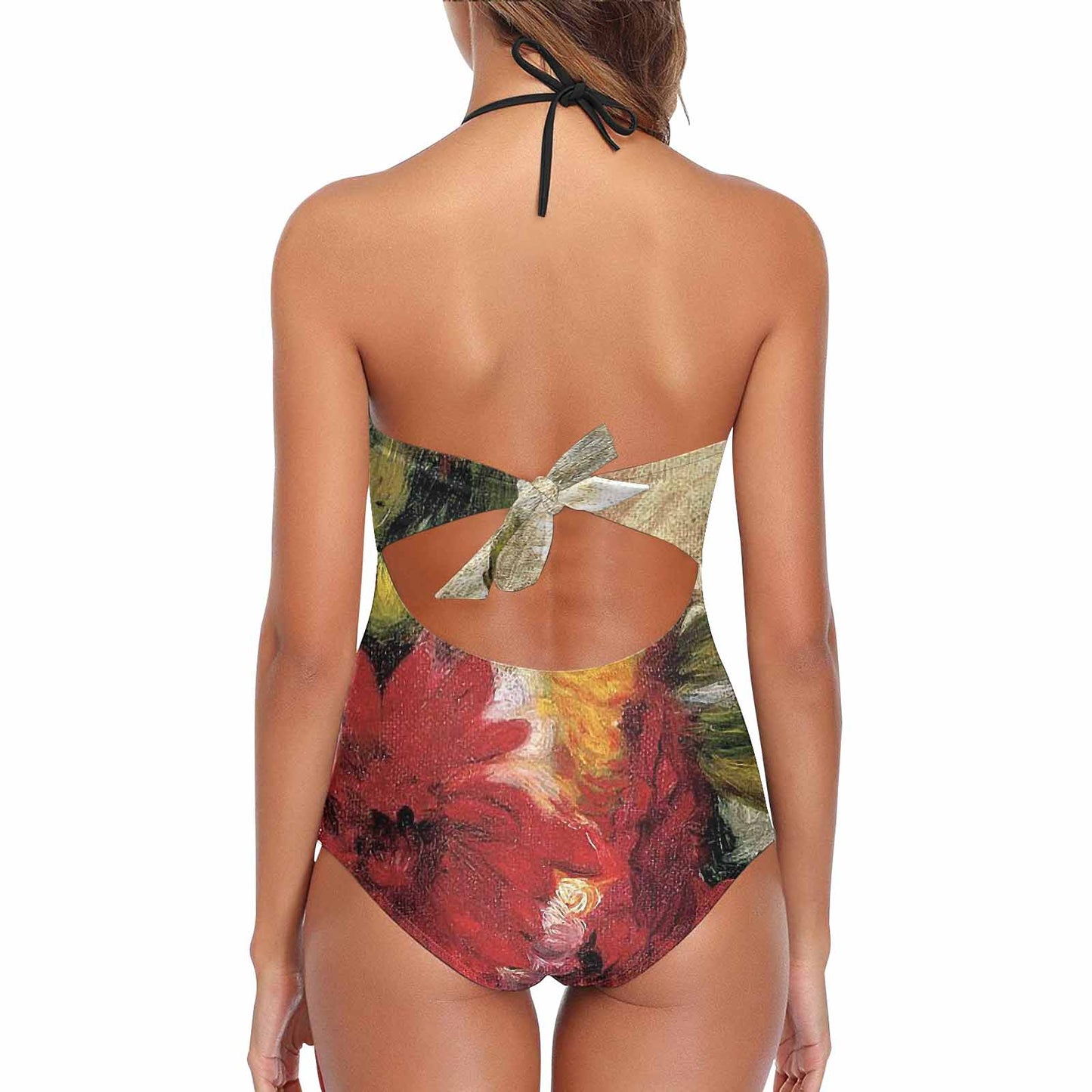 Vintage floral, vintage chest collar, one piece swim wear, Design 25