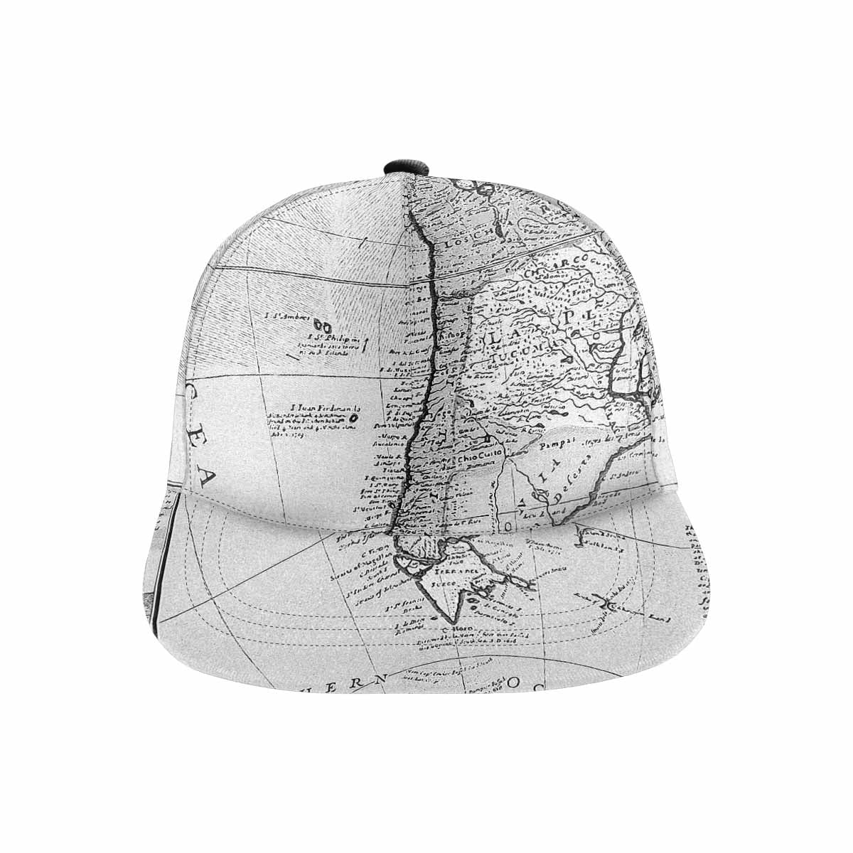 Antique Map design mens or womens deep snapback cap, trucker hat, Design 38