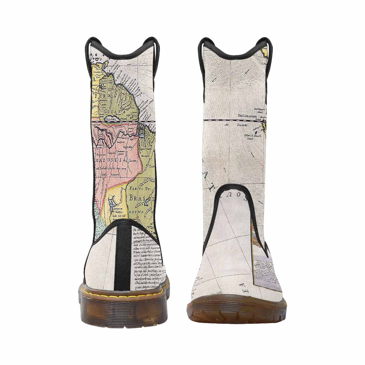 Antique Map design womens western lumber boots, Design 40