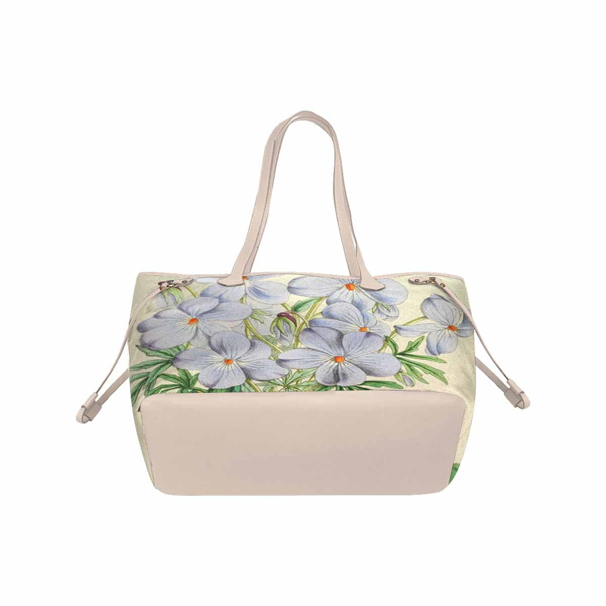 Vintage Floral Handbag, Classic Handbag, Mod 1695361 Design 13, BEIGE/TAN TRIM