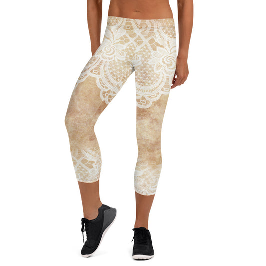 Victorian lace capri Leggings, size XS to XL, Design 30