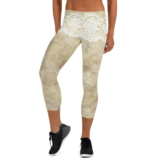 Victorian lace capri Leggings, size XS to XL, Design 28