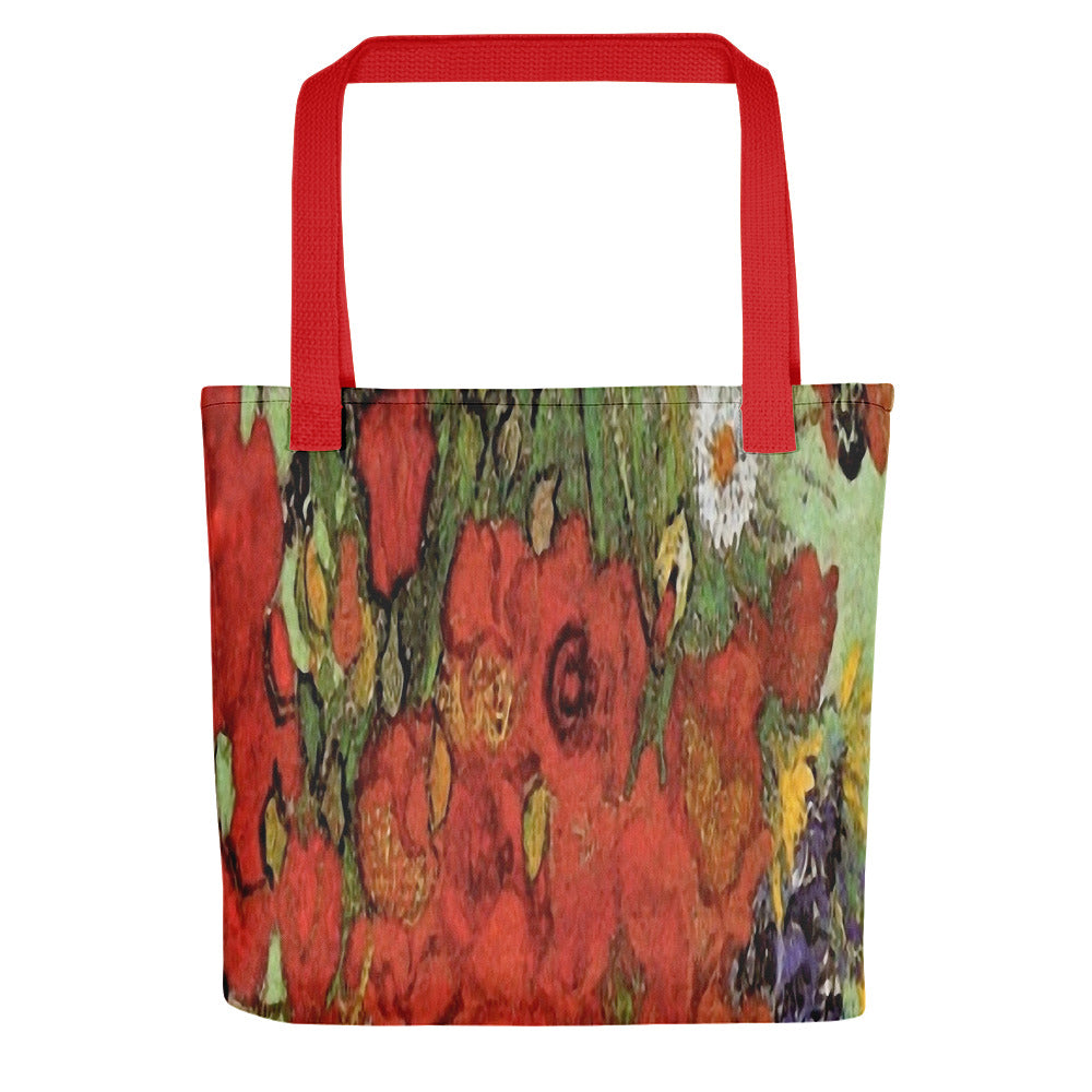 Vintage floral casual tote bag, beach bag, 15 x 15 inch, Design 47