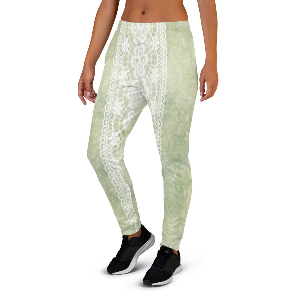 Victorian lace print sweatpants, womens joggers, Size XS to 3XL plus size, design 42