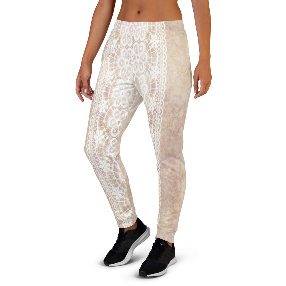 Victorian lace print sweatpants, womens joggers, Size XS to 3XL plus size, design 35