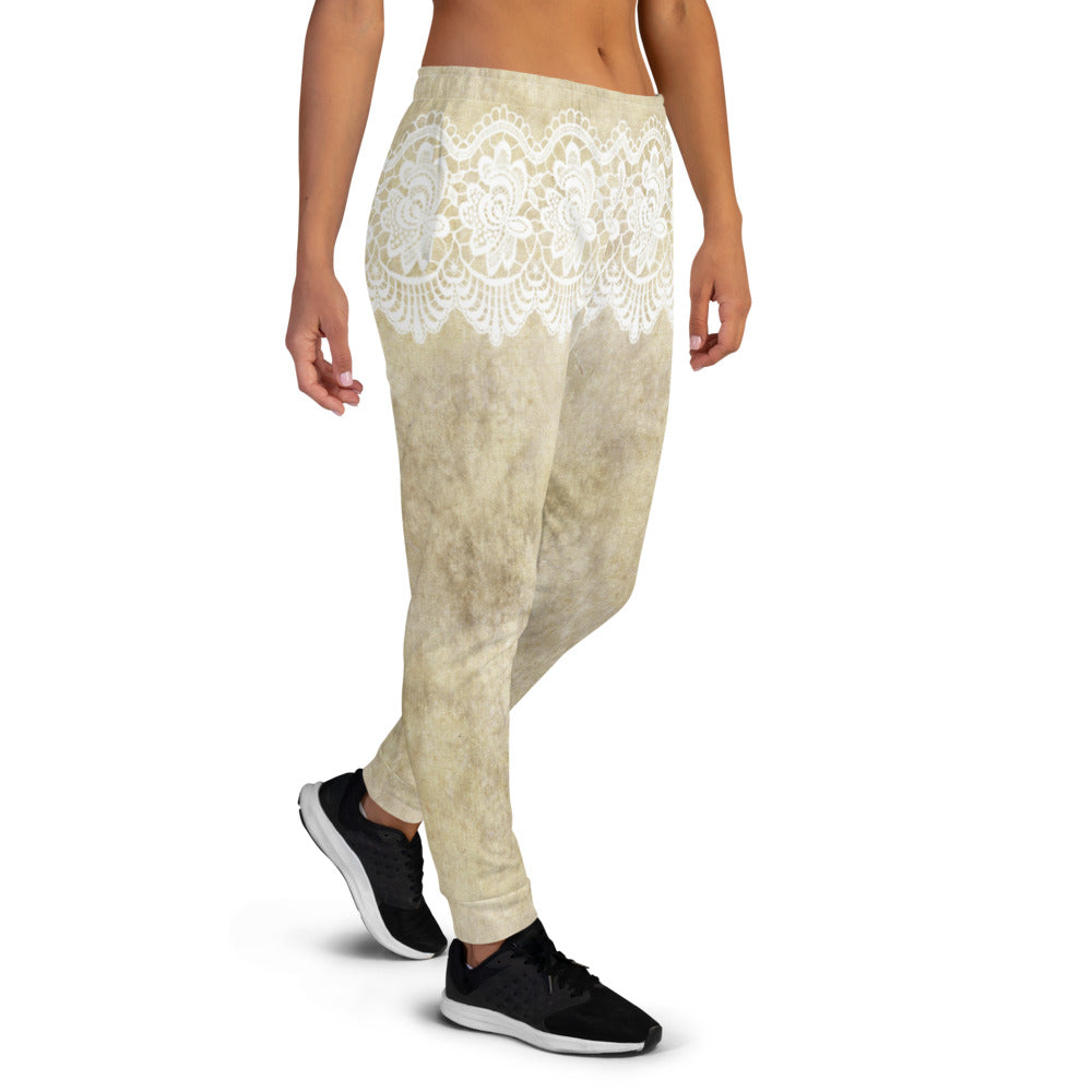 Victorian lace print sweatpants, womens joggers, Size XS to 3XL plus size, design 28