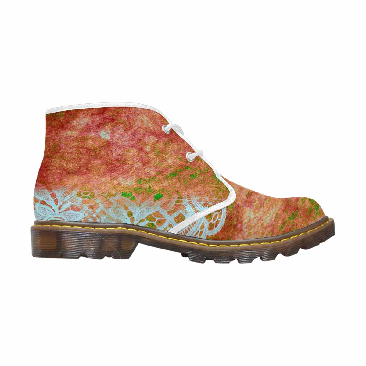 Lace Print, Cute comfy womens Chukka boots, design 31