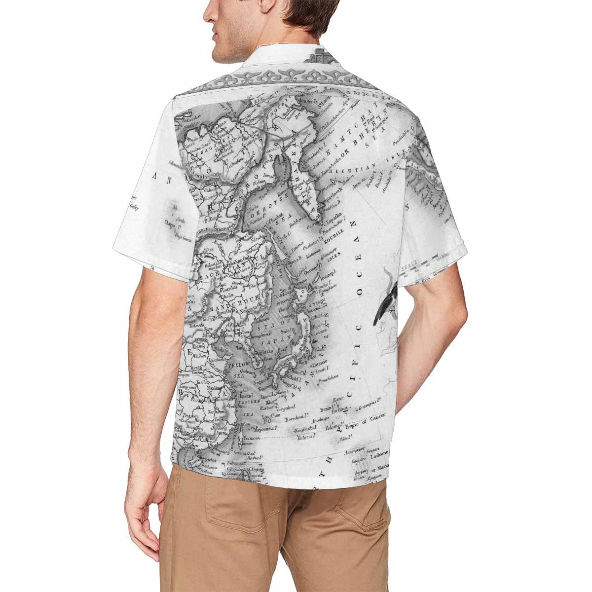 Antique Map design Hawaiian mens shirt, Design 35