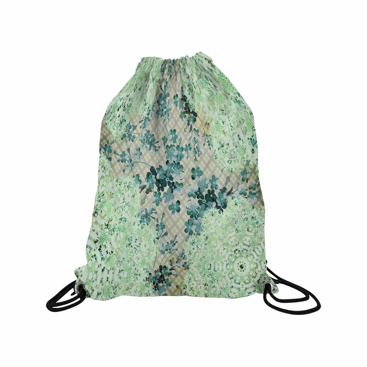 Victorian lace print, DRAWSTRING BAG, MEDIUM, design 53