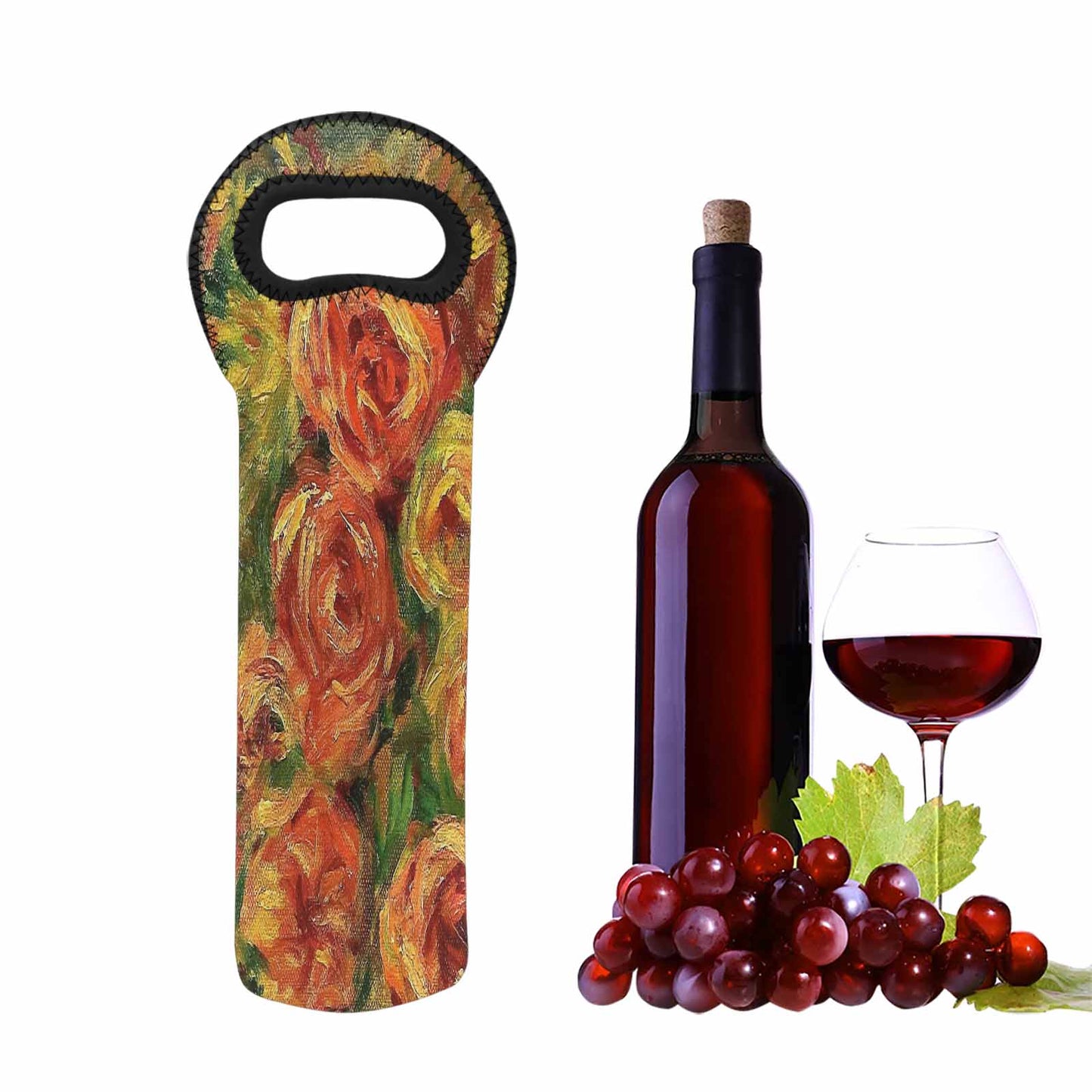 Vintage floral 1 bottle wine bag, Design 18