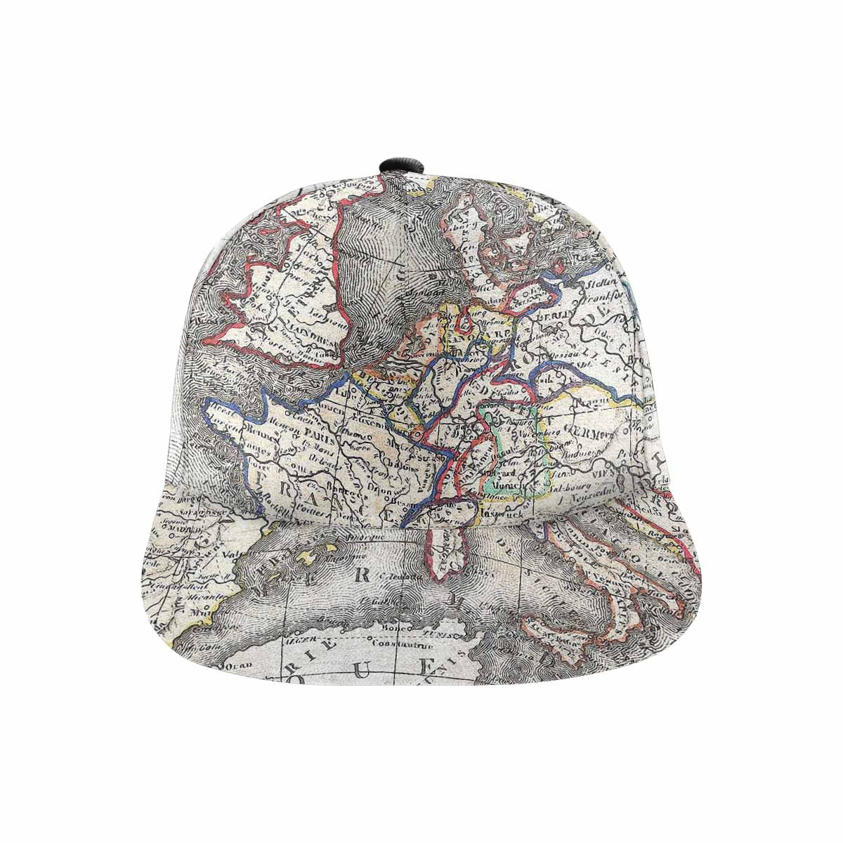 Antique Map design mens or womens deep snapback cap, trucker hat, Design 36