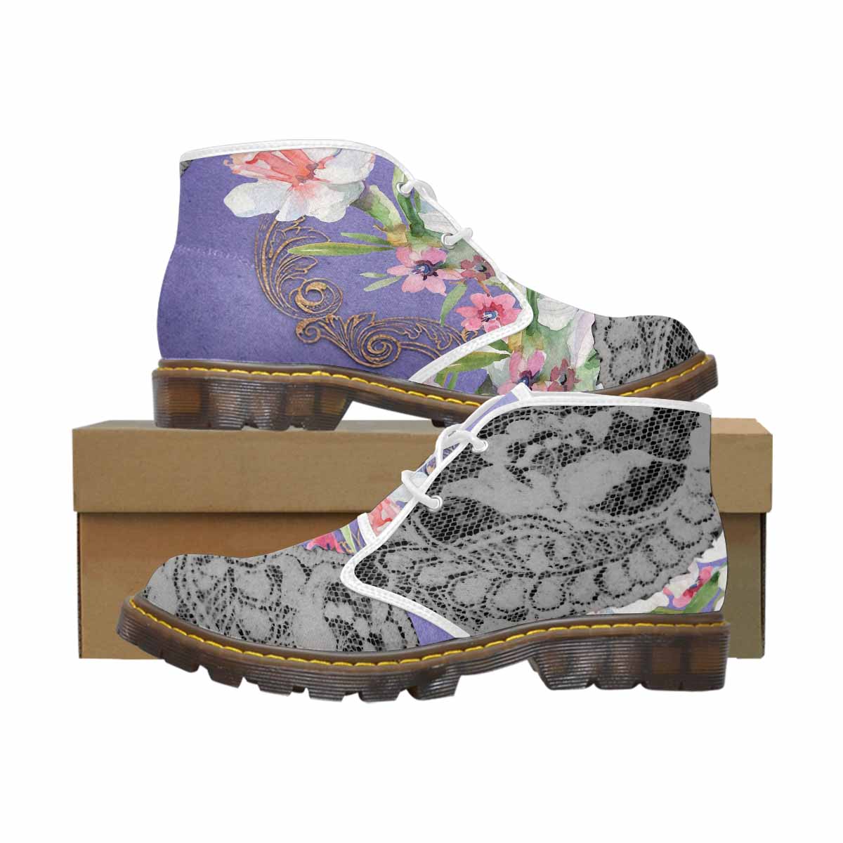 Lace Print, Cute comfy womens Chukka boots, design 45