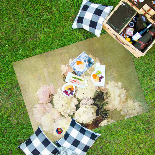 Vintage Floral waterproof picnic mat, 69 x 55in, Design 35