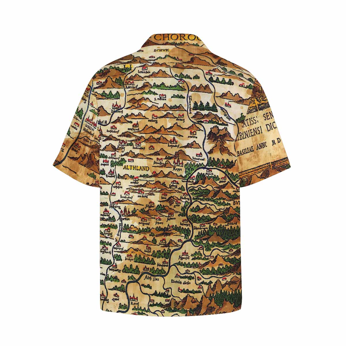 Antique Map design Hawaiian mens shirt, Design 48