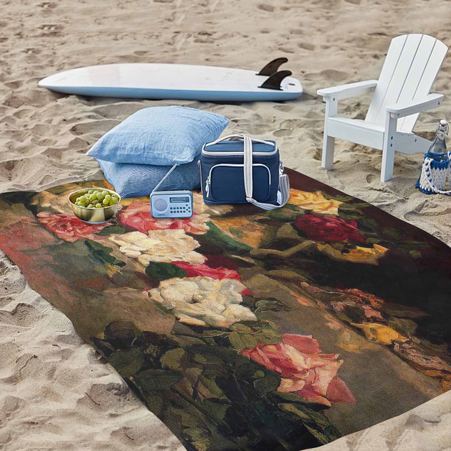 Vintage Floral waterproof picnic mat, 81 x 55in, Design 37