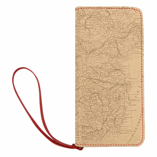 Antique Map design , womens wallet, clutch purse, Red TrimDesign 51