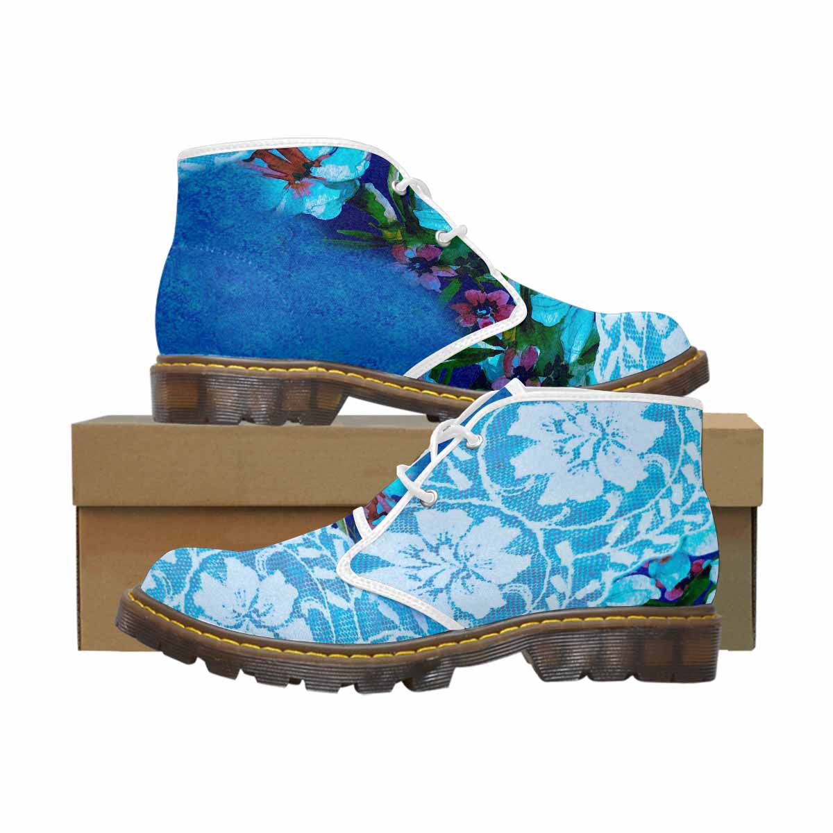 Lace Print, Cute comfy womens Chukka boots, design 49