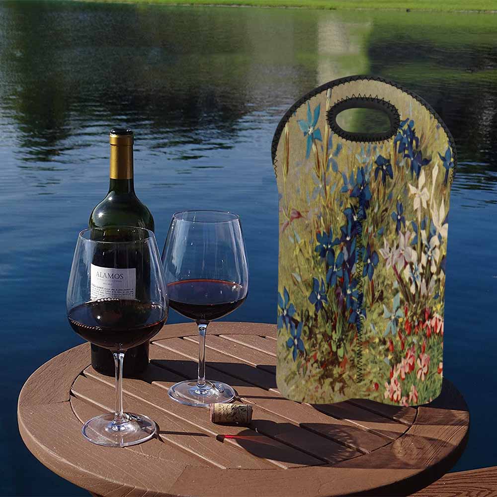 Vintage floral 2 bottle wine bag, Design 39