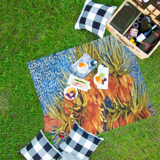 Vintage Floral waterproof picnic mat, 61 x 55in, Design 42