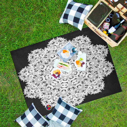 Victorian lace print waterproof picnic mat, 69 x 55in, design 50