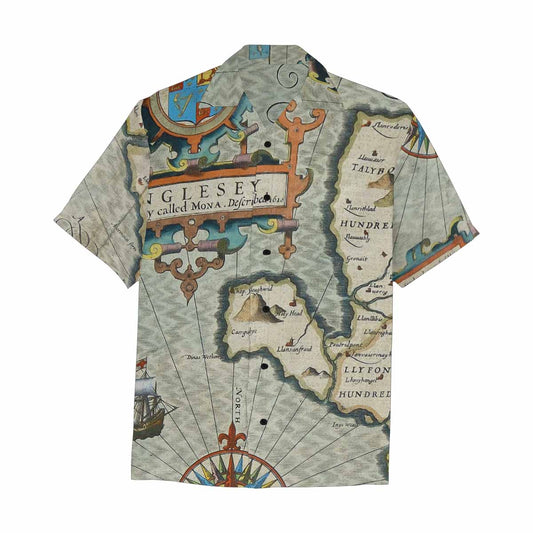 Antique Map design Hawaiian mens shirt, Design 13