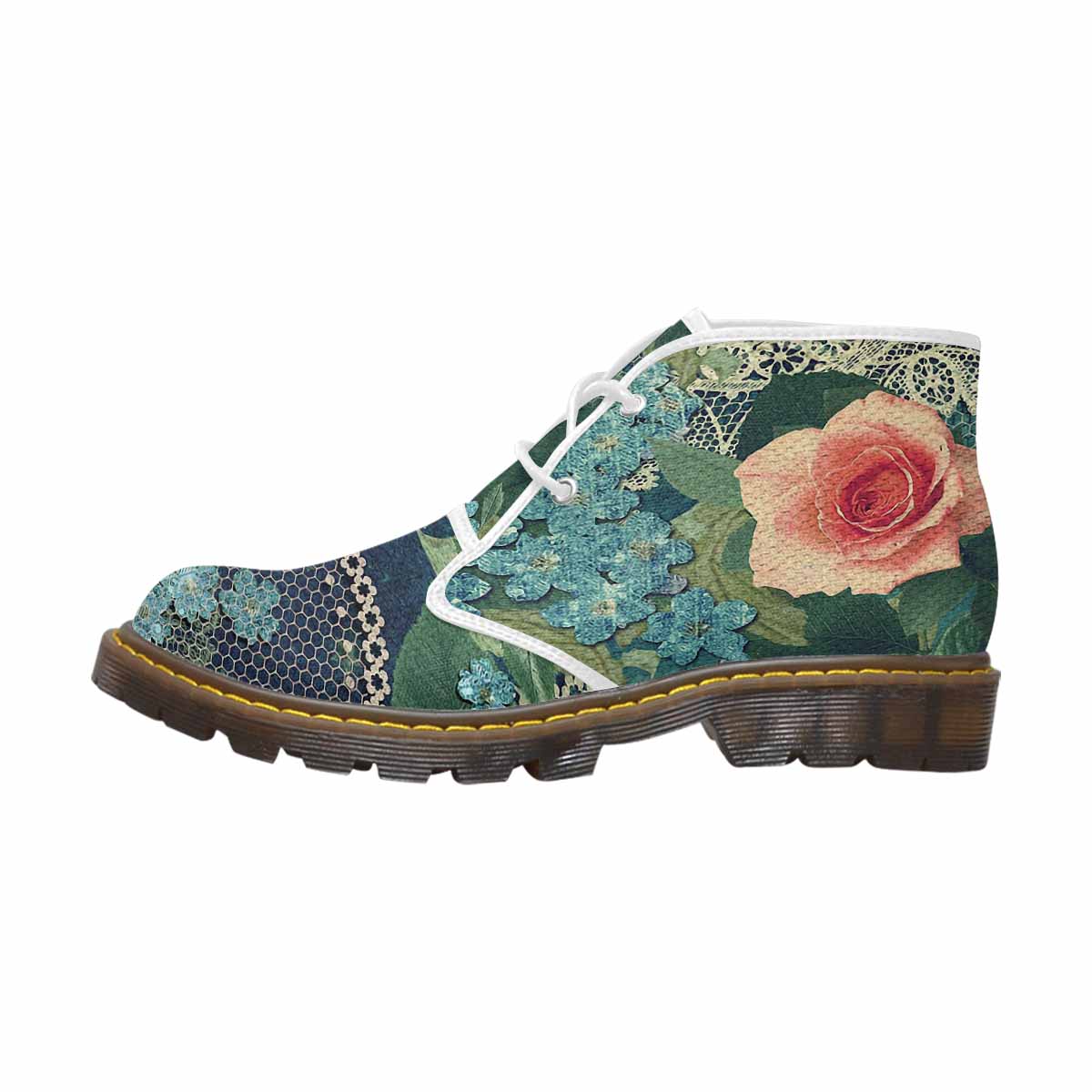 Lace Print, Cute comfy womens Chukka boots, design 01