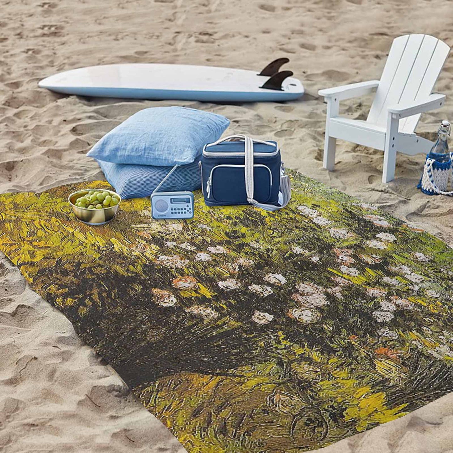 Vintage Floral waterproof picnic mat, 81 x 55in, Design 05