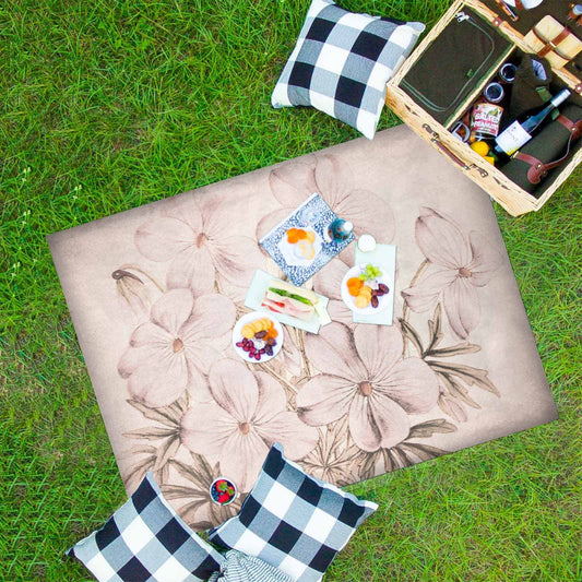 Vintage Floral waterproof picnic mat, 69 x 55in, Design 13x