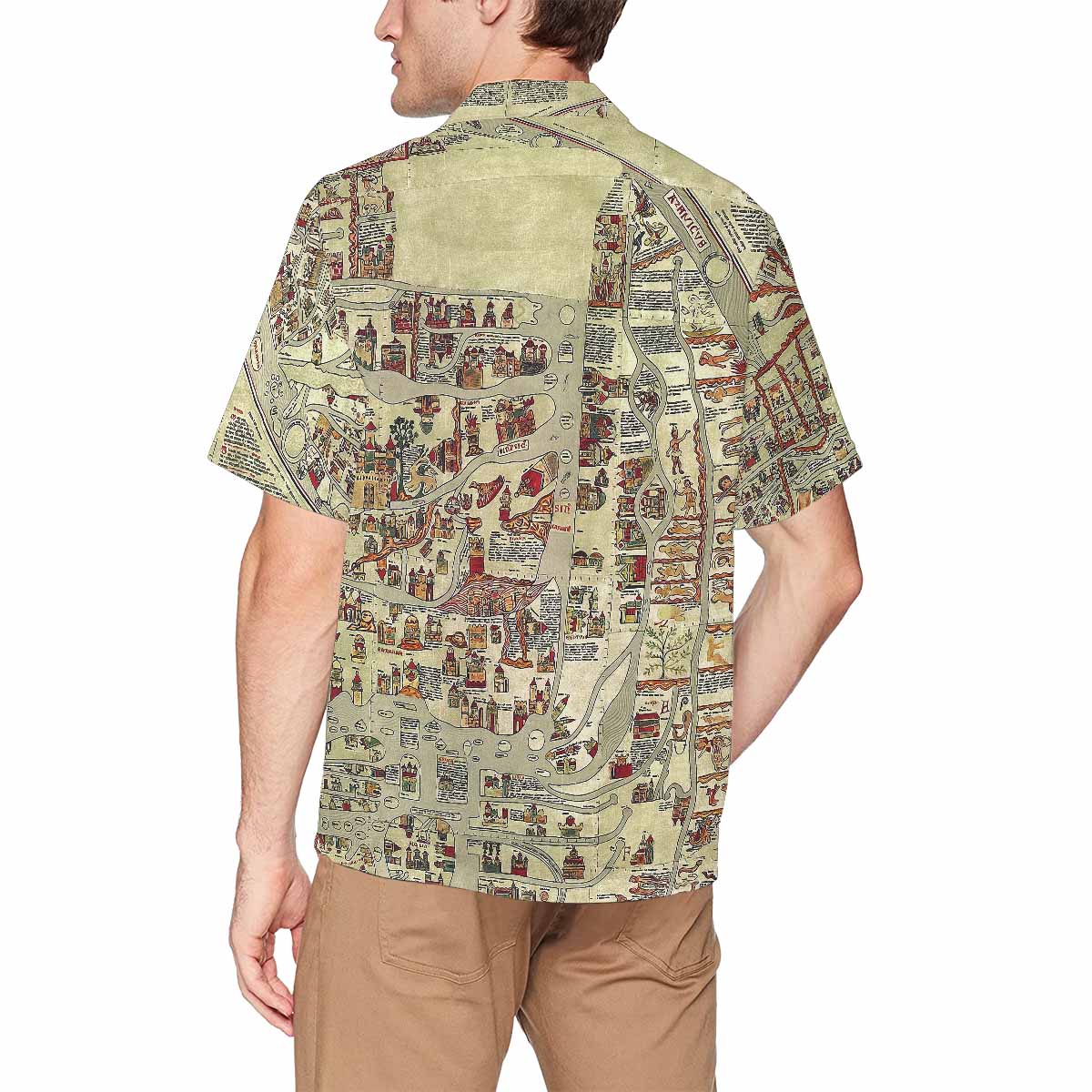 Antique Map design Hawaiian mens shirt, Design 27