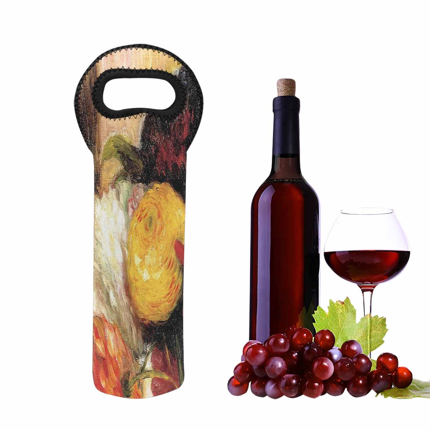 Vintage floral 1 bottle wine bag, Design 25