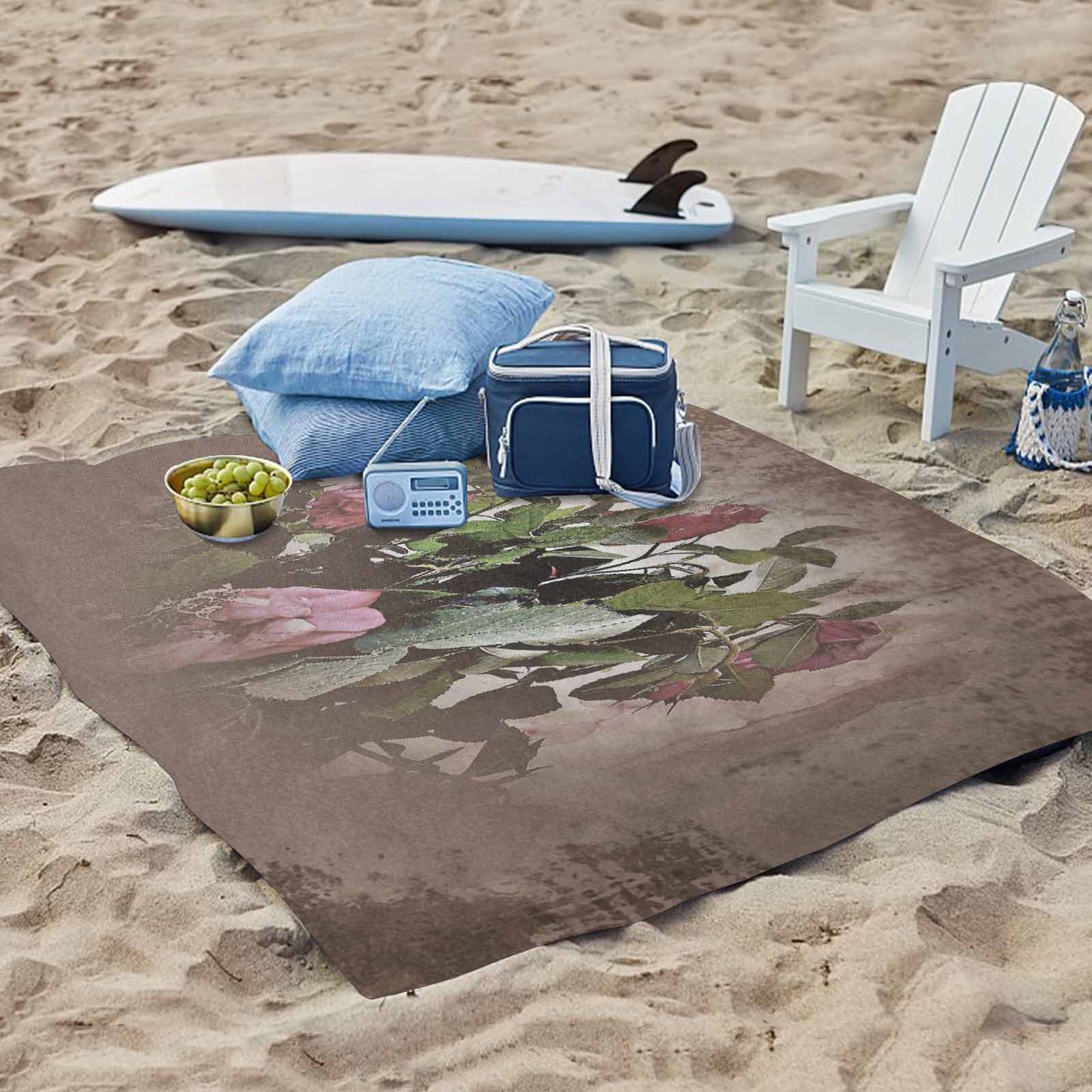 Vintage Floral waterproof picnic mat, 61 x 55in, Design 22x