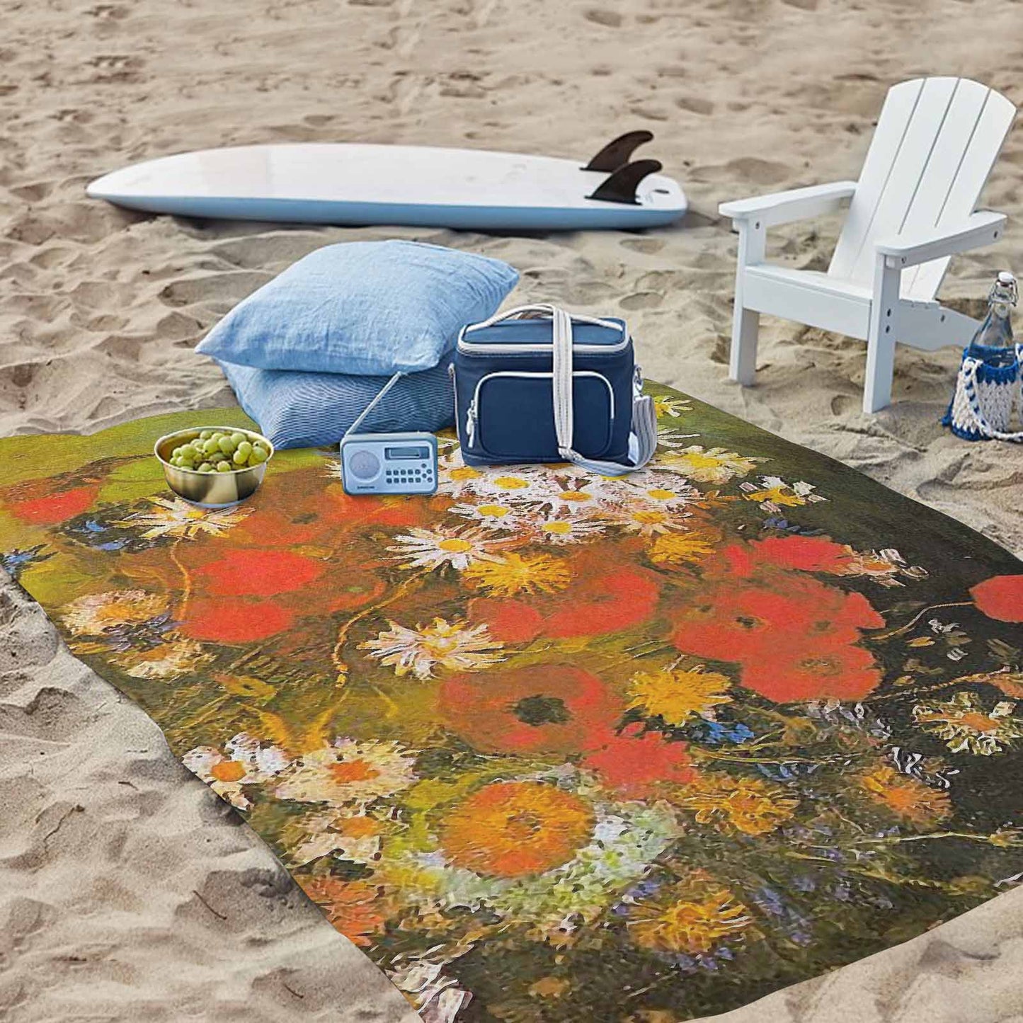 Vintage Floral waterproof picnic mat, 81 x 55in, Design 60