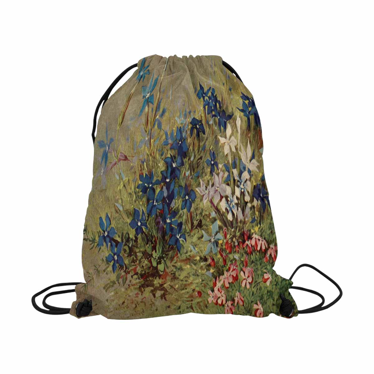 Vintage Floral print, DRAWSTRING BAG, LARGE, Design 39