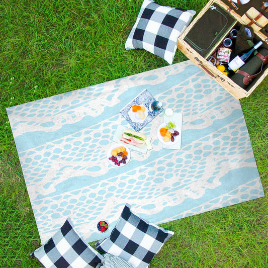 Victorian lace print waterproof picnic mat, 81 x 55in, design 08