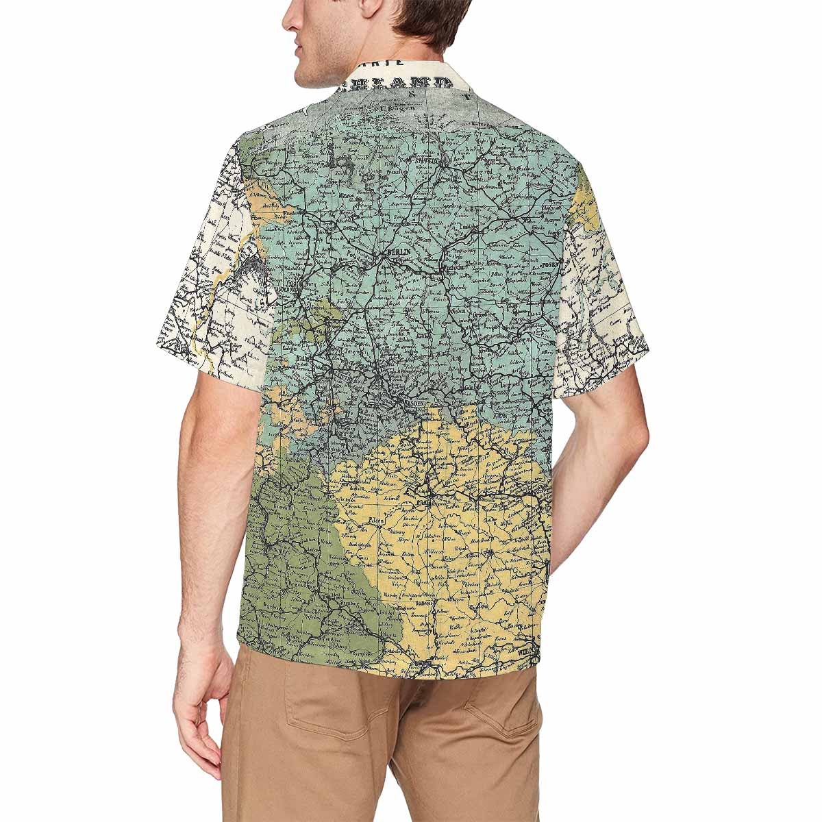 Antique Map design Hawaiian mens shirt, Design 18