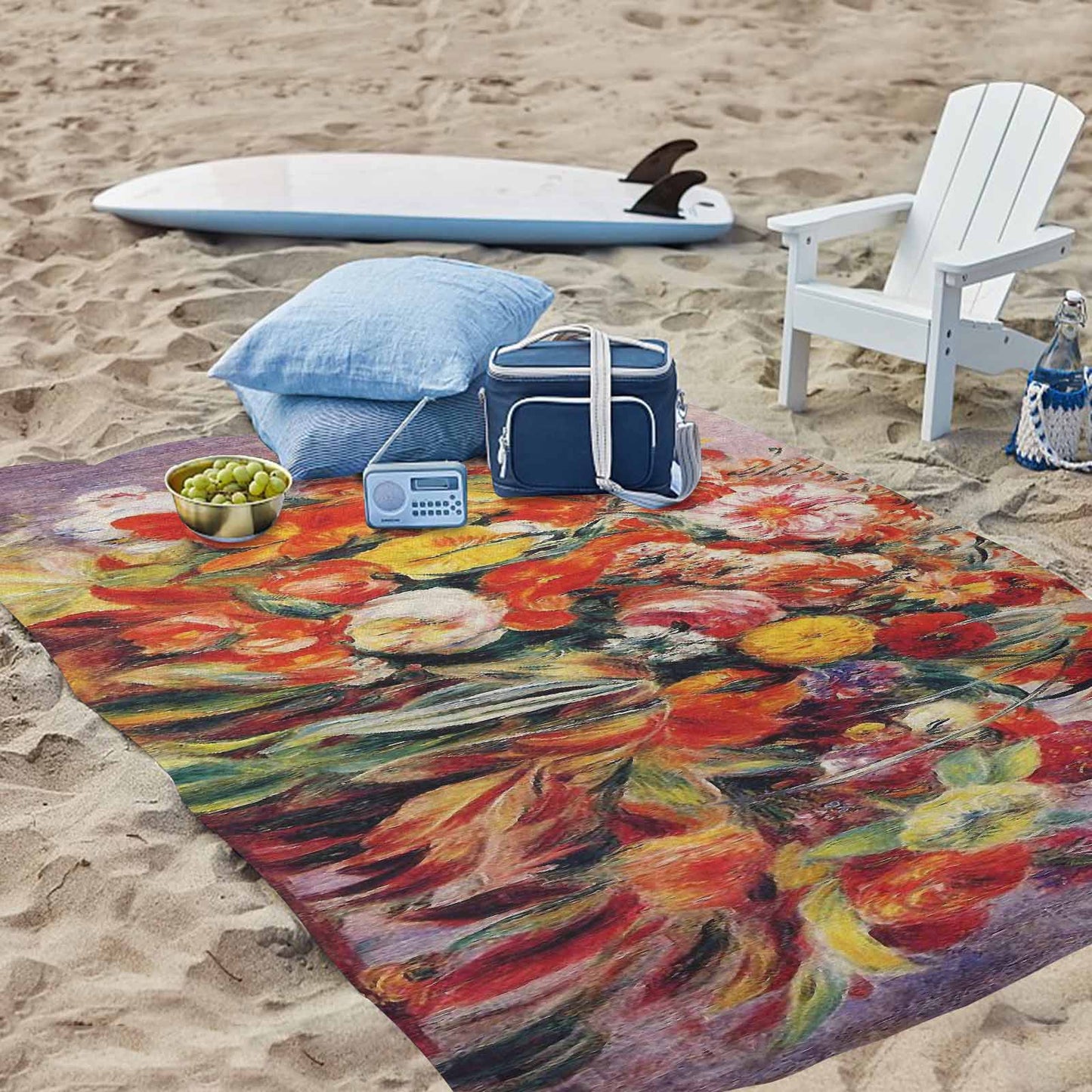 Vintage Floral waterproof picnic mat, 81 x 55in, Design 19