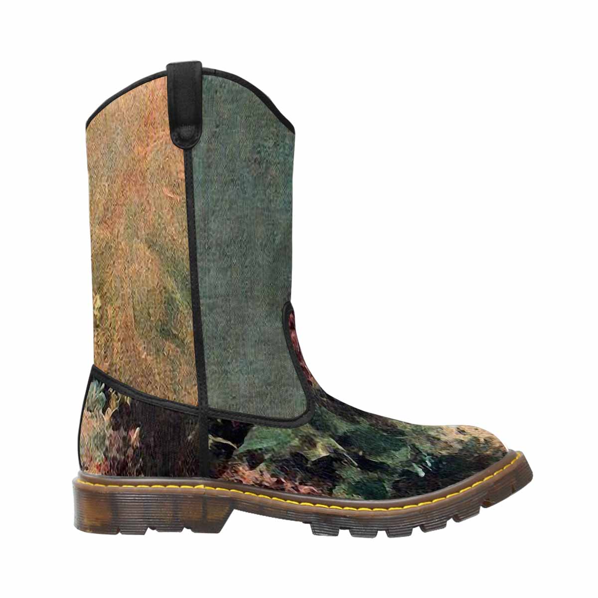 Vintage floral print, western lumber boots Design 34