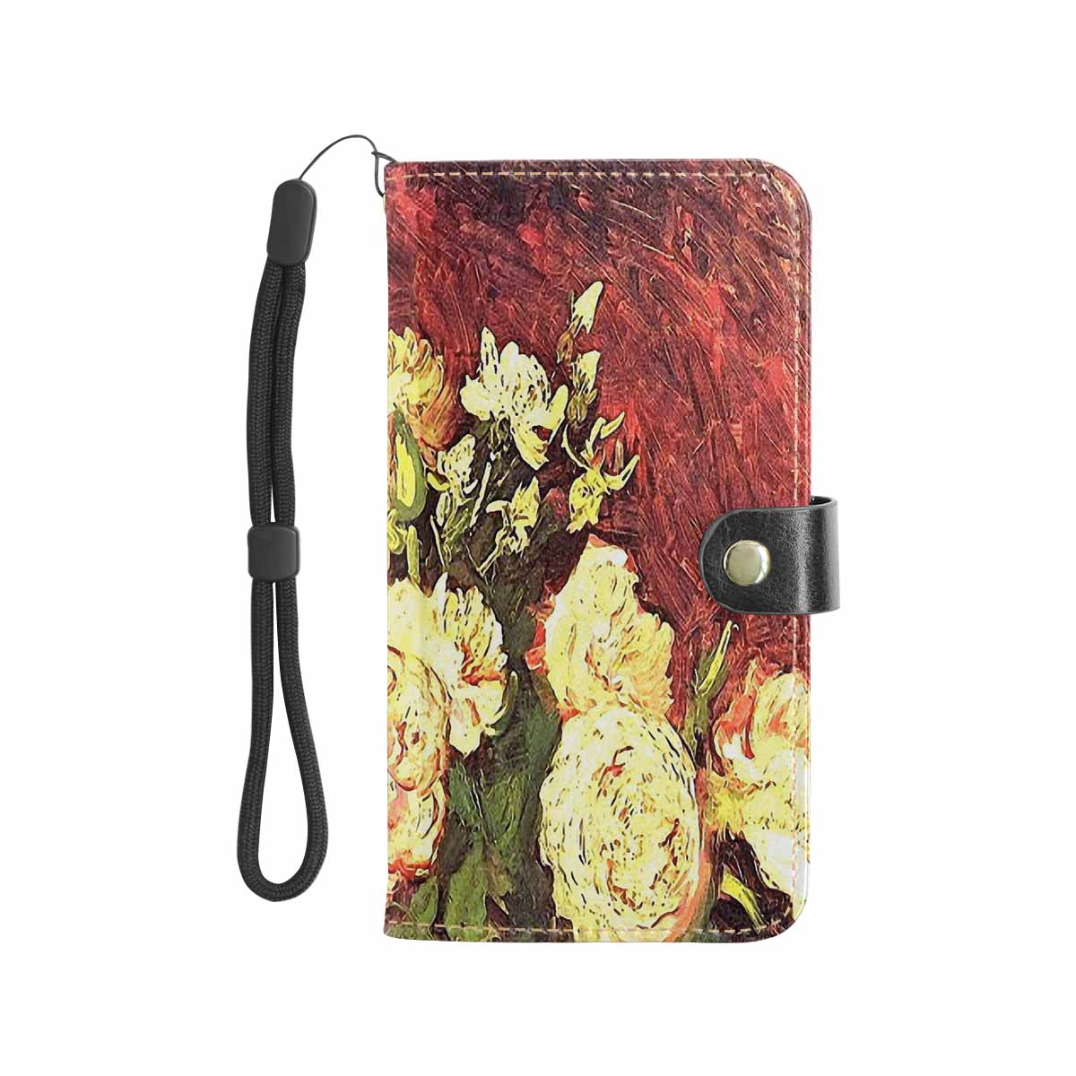 Vintage floral PU leather mobile phone purse, cell phone flip cover, Design 27