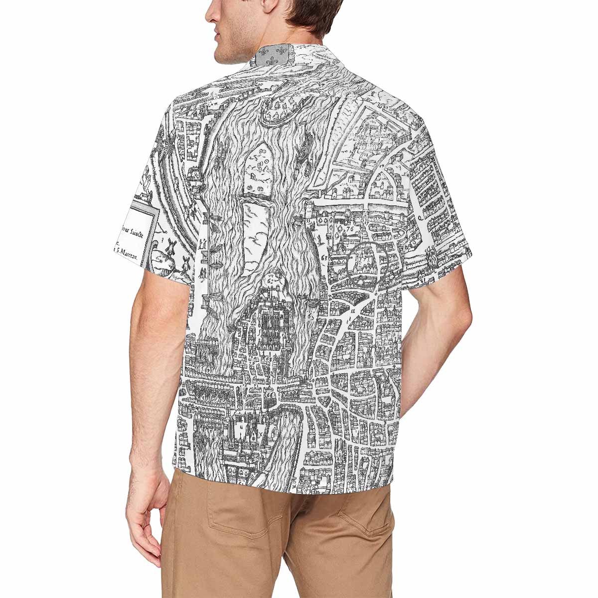 Antique Map design Hawaiian mens shirt, Design 47