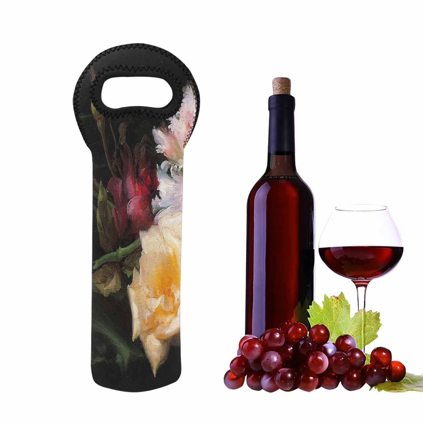 Vintage floral 1 bottle wine bag, Design 30