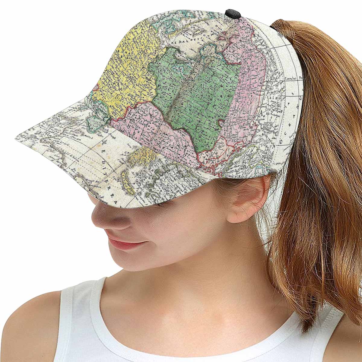 Antique Map design mens or womens deep snapback cap, trucker hat, Design 30