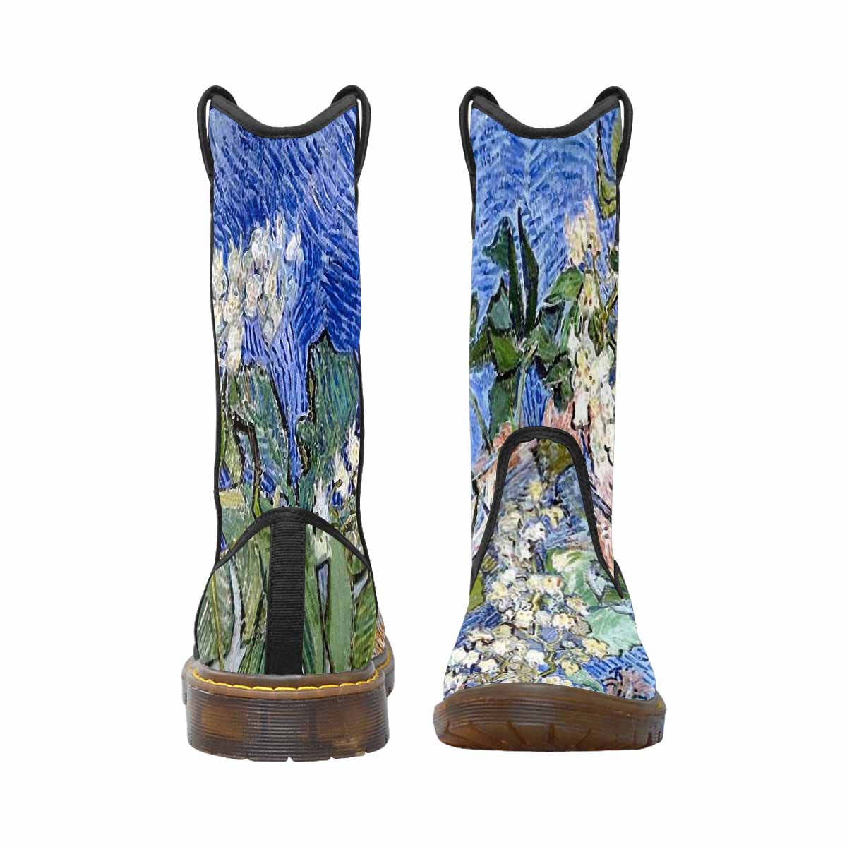 Vintage floral print, western lumber boots Design 04