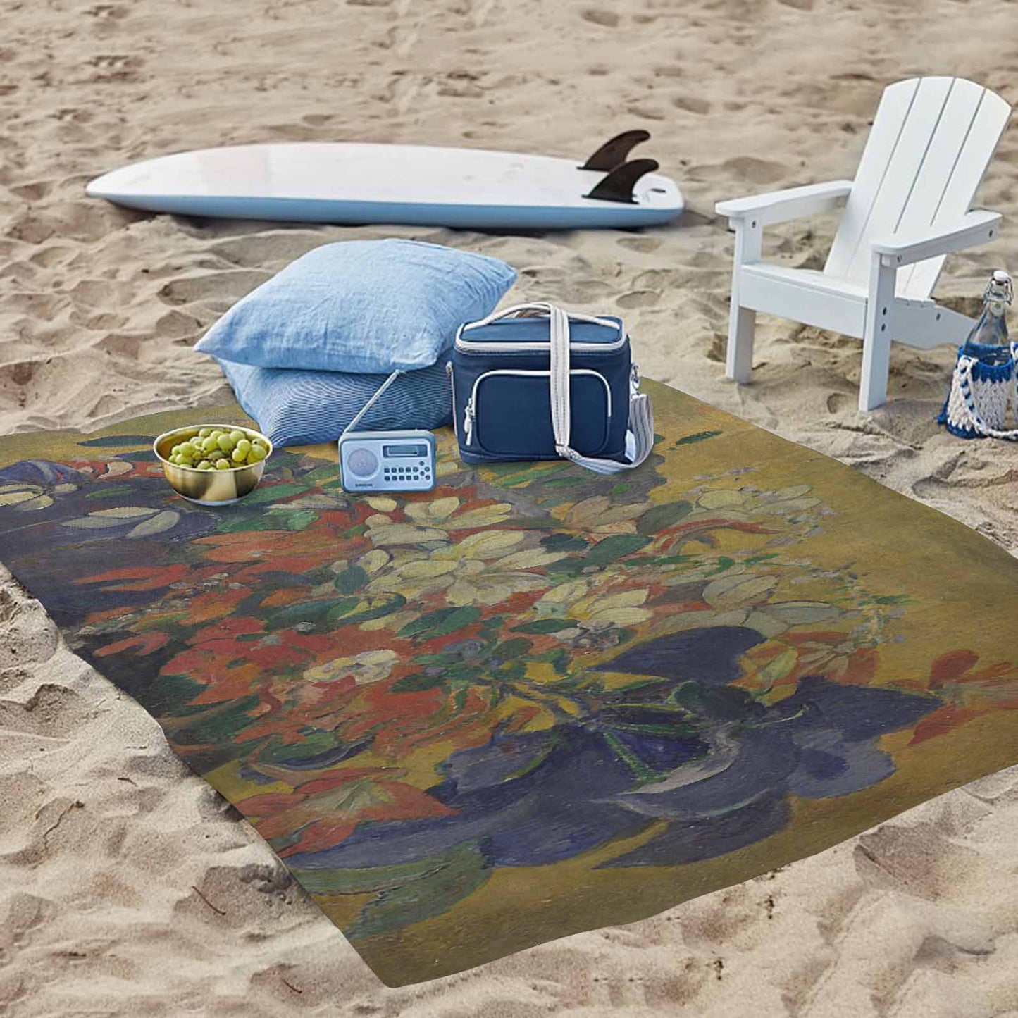 Vintage Floral waterproof picnic mat, 69 x 55in, Design 10