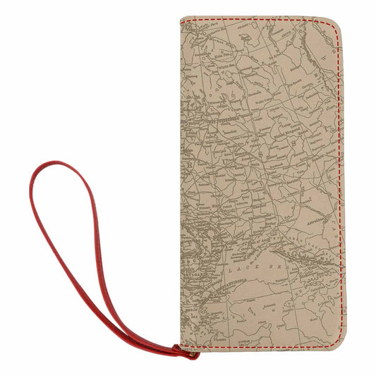 Antique Map design , womens wallet, clutch purse, Red TrimDesign 54